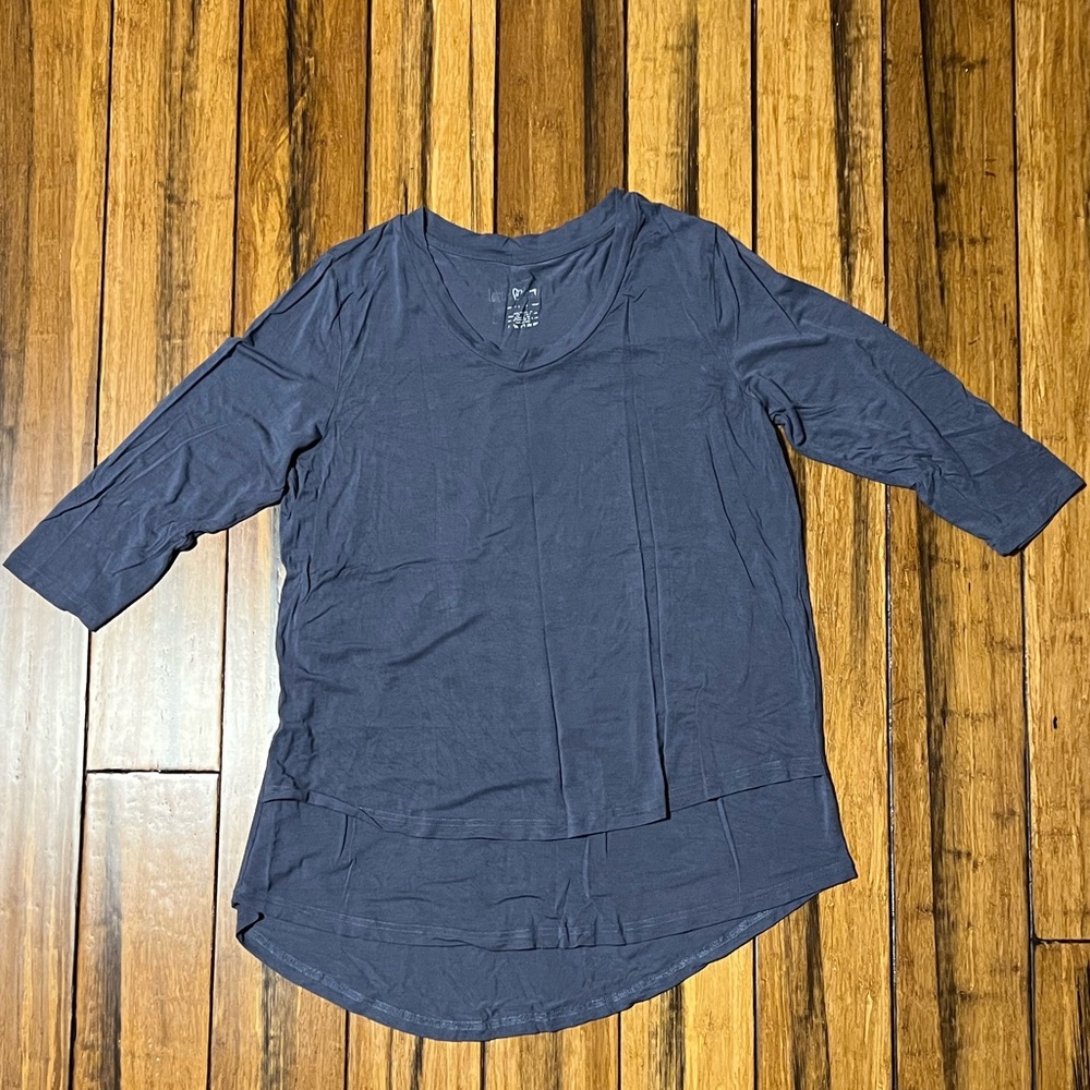 Latched Mama 3/4 Sleeve Scoop Neck Nursing Top 2.0 - Large / Stormy Grey